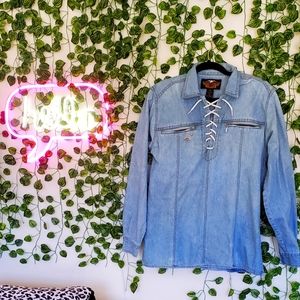 Vintage Harley Davidson denim long sleeve shirt